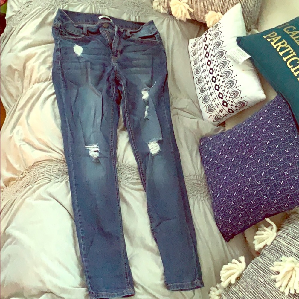 Distressed Blue Jeans